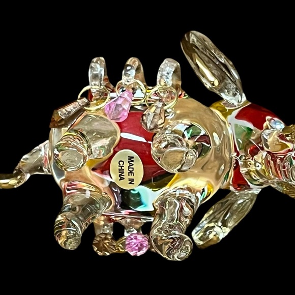 Exquisite Handblown Glass Elephant Figure Gold Details - Picture 7 of 9